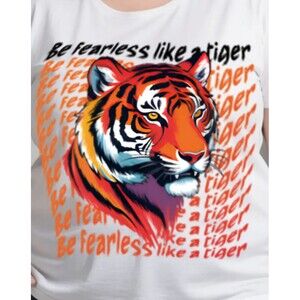 Be Fearless Like a Tiger T-shirt Women's 3XL White & Orange Tigers Tee